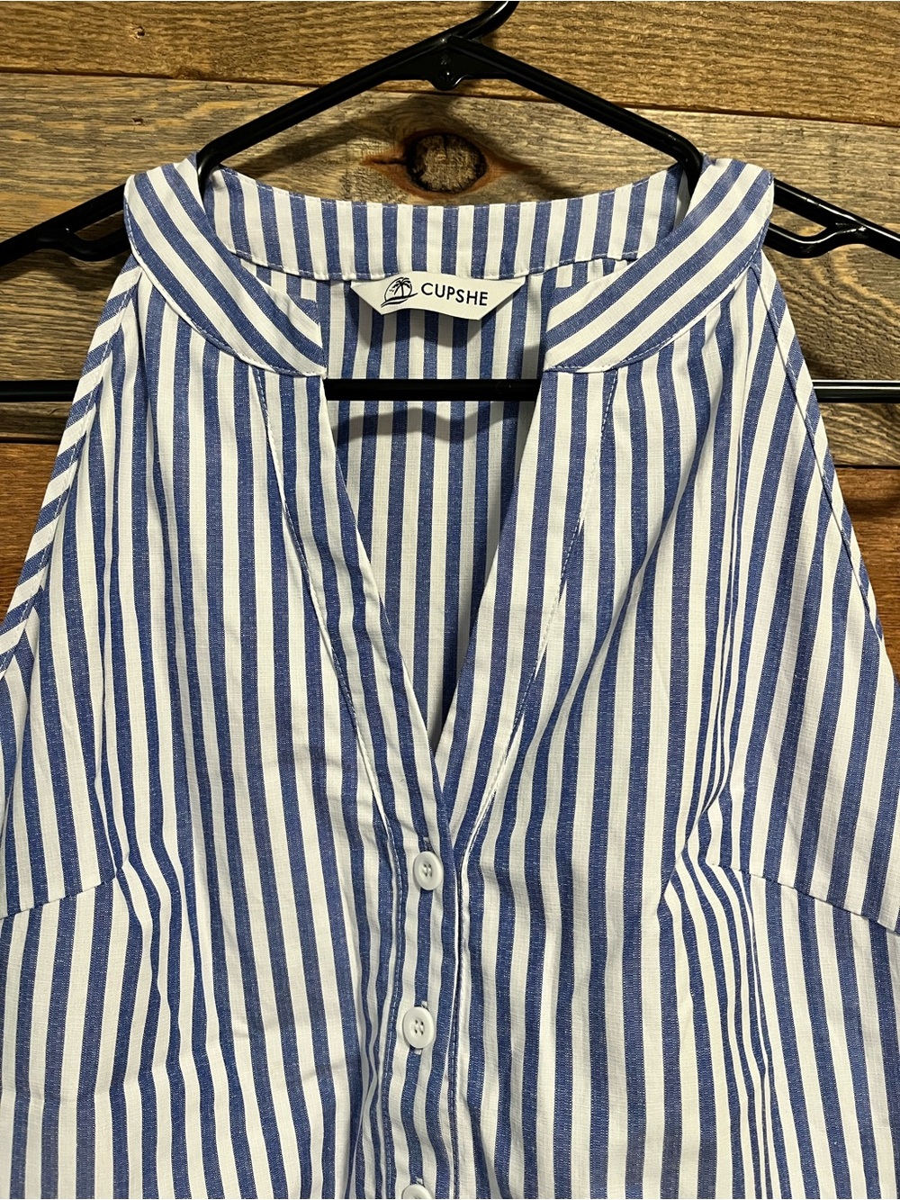 Cupshe Blue and White Vertical Stripe Sleeveless Dress Size Small - Picture 2 of 4